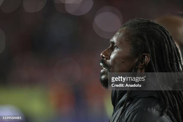 Head coach of Senegal Aliou Cisse is seen ahead of the FIFA World Cup African Qualifiers 3rd round match between Egypt and Senegal at International...