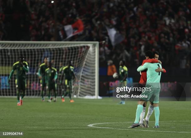 Players of Egypt celebrate after winning FIFA World Cup African Qualifiers 3rd round match between Egypt and Senegal at International Cairo Stadium...