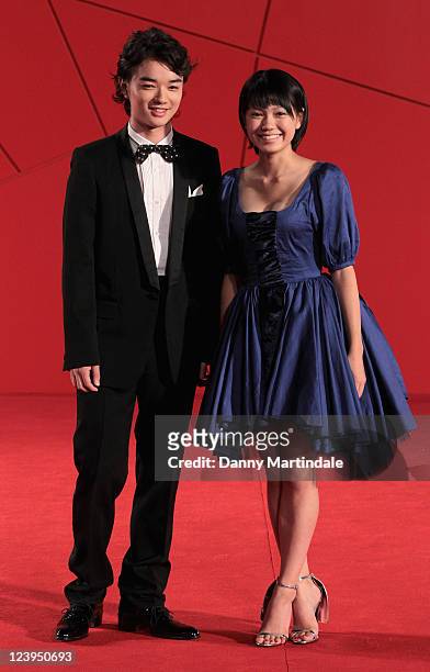 Shota Sometani and Fumi Nikaido attend the "Himizu" Premiere at Palazzo del Cinema on September 6, 2011 in Venice, Italy.