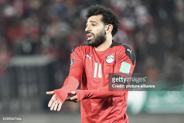 March 2022, Egypt, Cairo: Egypt's Mohamed Salah in action during the 2022 FIFA World Cup qualification third round 1st leg soccer match between Egypt...