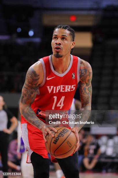 Gerald Green of the Rio Grande Valley Vipers shoots a free throw against the Stockton Kings during an NBA G-League game on March 25, 2022 at the Bert...