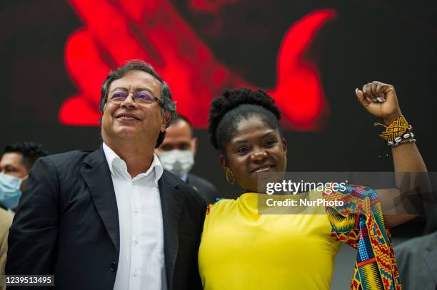 Presidential candidate for the political alliance Pacto Historico Gustavo Petro and his running mate for Colombia's vice-presidency Francia Marquez...