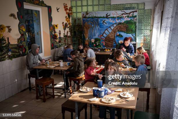 Children during their daily life in an orphanage on the outskirts of the city in Lviv, Ukraine on March 25, 2022. Since the beginning of the Russian...