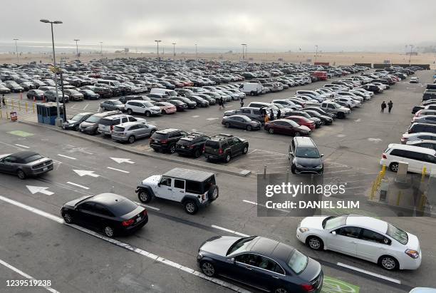 People park their vehicles as they arrive to visit the Santa Monica Pier on March 25 in California. - The Centers for Disease Control and Prevention...