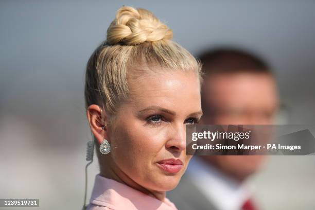 Racing presenter Leonna Mayor at Doncaster Racecourse. Picture date: Saturday March 26, 2022.