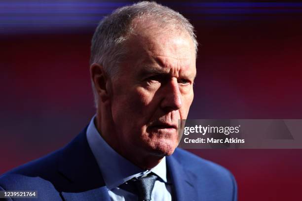 Sir Geoff Hurst is seen prior to the international friendly match between England and Switzerland at Wembley Stadium on March 26, 2022 in London,...