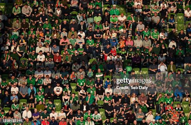 Dublin , Ireland - 26 March 2022; Supporters during the international friendly match between Republic of Ireland and Belgium at the Aviva Stadium in...