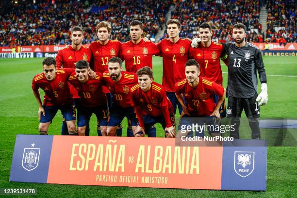 Spain national team during the International Friendly match between Spain and Albania at RCD Stadium on March 26, 2022 in Barcelona, Spain.