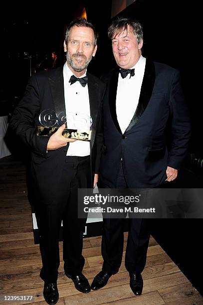 Hugh Laurie and Stephen Fry pose at the GQ Men Of The Year Awards Ceremony 2011 at The Royal Opera House on September 6, 2011 in London, England.