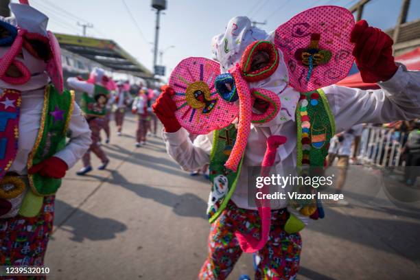 An artist perform at Batalla de las Flores parade during the first day of the Barranquilla Carnival on March 26, 2022 in Barranquilla, Colombia.