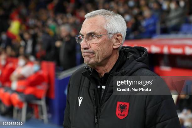 Edoardo Reja during the friendly match between Spain and Albania, played at the RCDE Stadium, in Barcelona, on 26th March 2022.