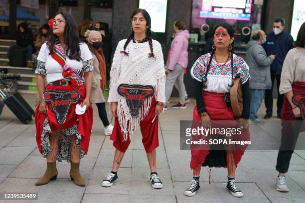 Women with their legs painted to simulate blood represents an abortion during the demonstration. Protest against the decision of the Constitutional...