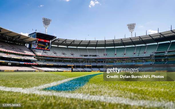 General view before the 2022 AFL Round 02 match between the Richmond Tigers and the GWS Giants at the Melbourne Cricket Ground on March 27, 2022 In...