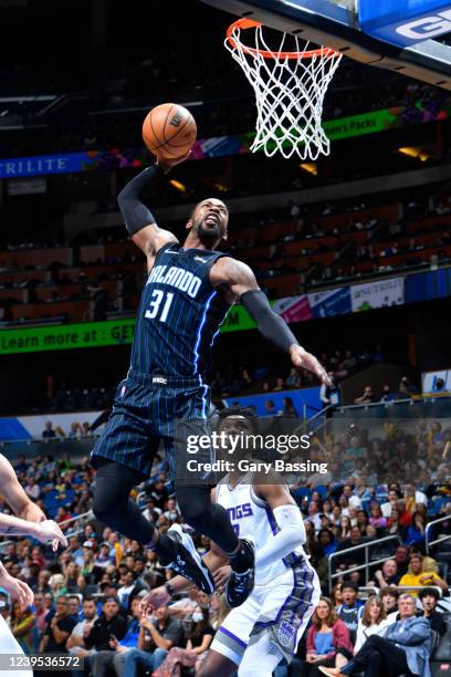 Terrence Ross of the Orlando Magic drives to the basket during the game against the Sacramento Kings on March 26, 2022 at Amway Center in Orlando,...