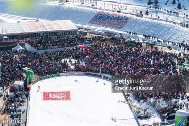 Fans during the Individual HS240 at the FIS World Cup Ski Flying Men Planica at Velikanka, on March 27, 2022 in Planica, Slovenia.