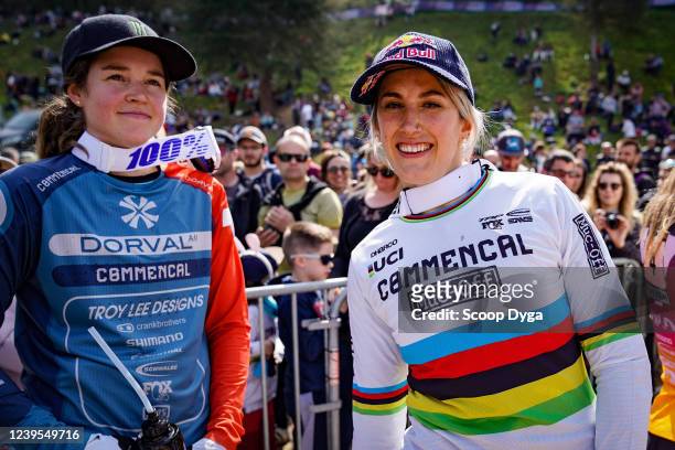 Camille BALANCHE of Switzerland and Myriam NICOLE of France during the VTT UCI World Cup on March 27, 2022 in Lourdes, France.