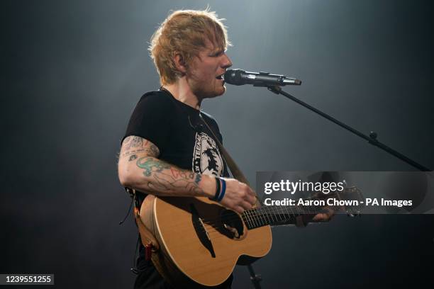 Ed Sheeran performs on stage during the Teenage Cancer Trust Concert, at the Royal Albert Hall, London. Picture date: Sunday March 27, 2022.