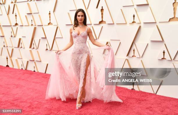 English actress Lily James attends the 94th Oscars at the Dolby Theatre in Hollywood, California on March 27, 2022.