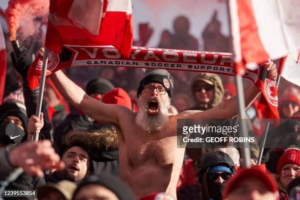 Canadian fans celebrate after Canada defeated Jamaica 4-0 in their World Cup Qualifying match at BMO Field in Toronto, Ontario, Canada March 27...