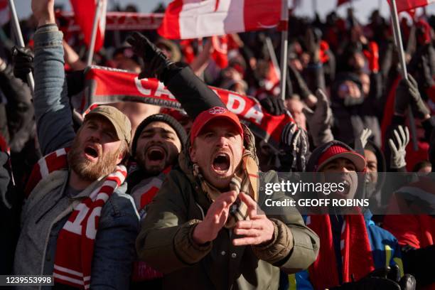 Canadian fans celebrate after Canada defeated Jamaica 4-0 in their World Cup Qualifying match at BMO Field in Toronto, Ontario, Canada March 27,...