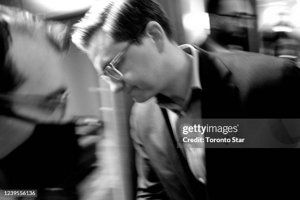 March 27.Pierre Poilievre heads backstage after shutting down a rally due to a medial emergency where a man was rushed to hospital.