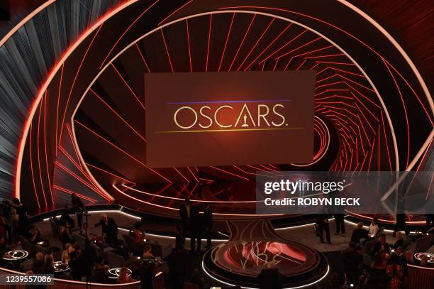 The stage of the 94th Oscars is pictured at the Dolby Theatre in Hollywood, California on March 27, 2022.