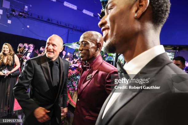 March 27, 2022: Wesley Snipes watches the broadcast from backstage during the show at the 94th Academy Awards at the Dolby Theatre at Ovation...
