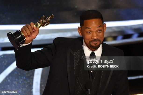 Actor Will Smith accepts the award for Best Actor in a Leading Role for "King Richard" onstage during the 94th Oscars at the Dolby Theatre in...