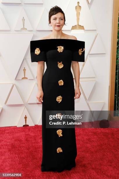 Maggie Gyllenhaal arrives on the red carpet outside the Dolby Theater for the 94th Academy Awards in Los Angeles, USA.