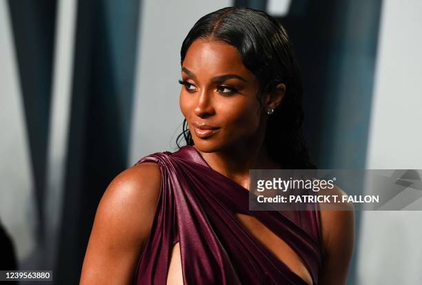 Singer Ciara attends the 2022 Vanity Fair Oscar Party following the 94th Oscars at the The Wallis Annenberg Center for the Performing Arts in Beverly...