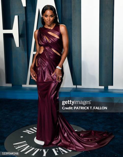 Singer Ciara attends the 2022 Vanity Fair Oscar Party following the 94th Oscars at the The Wallis Annenberg Center for the Performing Arts in Beverly...