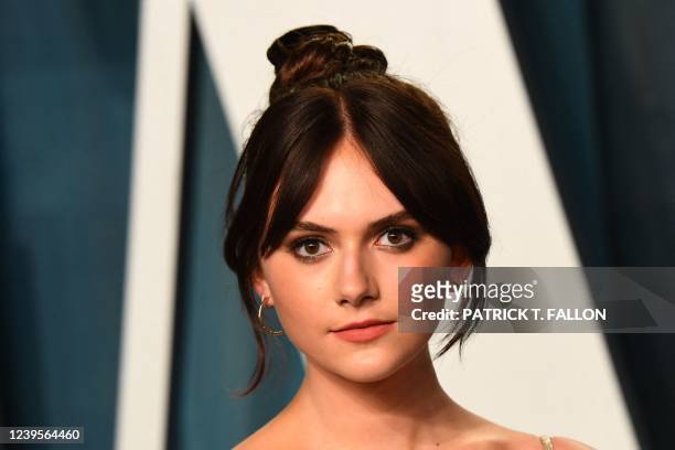 British actress Emilia Jones attends the 2022 Vanity Fair Oscar Party following the 94th Oscars at the The Wallis Annenberg Center for the Performing...