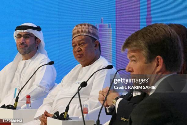 Secretary General Mohammad Sanusi Barkindo participates in the Atlantic Council's Global Energy Forum in Dubai, on March 28, 2022.