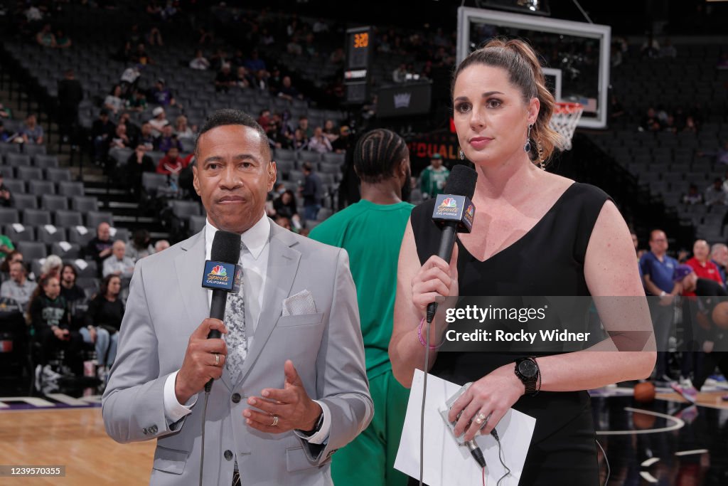 Kings Color Commentator Announcer Mark Jones and Commentator Kayte Christensen during the ...