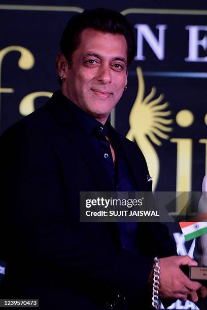 Bollywood actor Salman Khan attends the press conference for the 22nd edition of the International Indian Film Academy Weekend and Awards, in Mumbai...