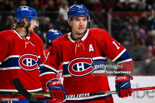 Look on Montreal Canadiens center Nick Suzuki during the Toronto Maple Leafs versus the Montreal Canadiens game on March 26, 2022 at Bell Centre in...