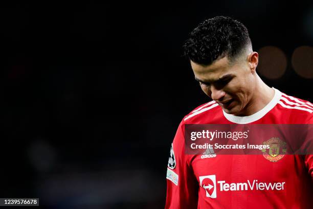 Cristiano Ronaldo of Manchester United during the UEFA Champions League match between Manchester United v Atletico Madrid at the Old Trafford on...