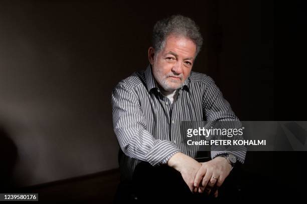 Chairman of the independent Hungarian radio station 'Klubradio', Andras Arato, poses for a photo on the sidelines of an AFP interview, in Budapest,...