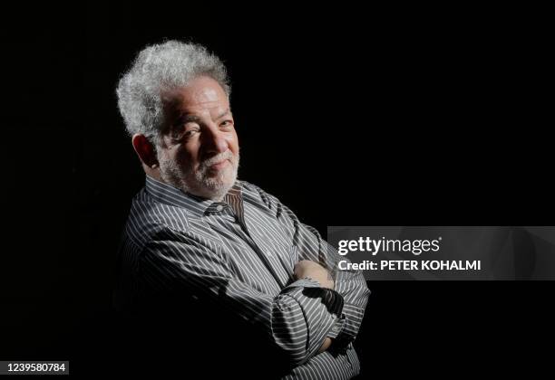 Chairman of the independent Hungarian radio station 'Klubradio', Andras Arato, poses for a photo on the sidelines of an AFP interview, in Budapest,...