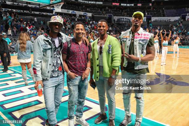 Television Personalities / actors The Starboys attend a game between the Denver Nuggets and Charlotte Hornets during Pride Night on March 28, 2022 at...