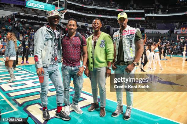 Television Personalities / actors The Starboys attend a game between the Denver Nuggets and Charlotte Hornets during Pride Night on March 28, 2022 at...