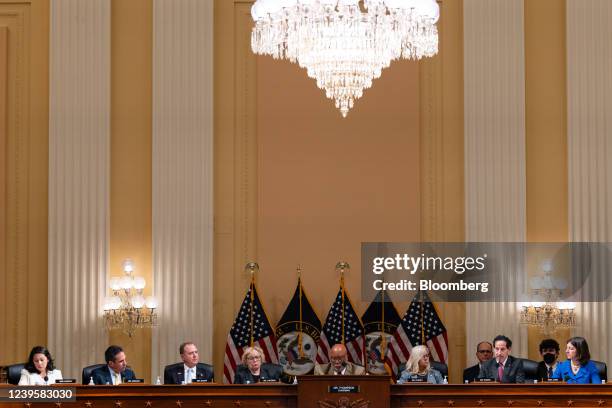 Representative Jamie Raskin, a Democrat from Maryland, second from right, speaks during a business meeting of the House Select Committee to...