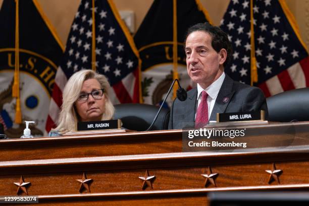 Representative Jamie Raskin, a Democrat from Maryland, right, speaks during a business meeting of the House Select Committee to Investigate the...