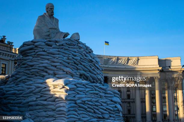 Statues in Mykhailivska Square are protected with sandbags. Since the Russian invasion on February 24th, there have been a number of bombardments of...