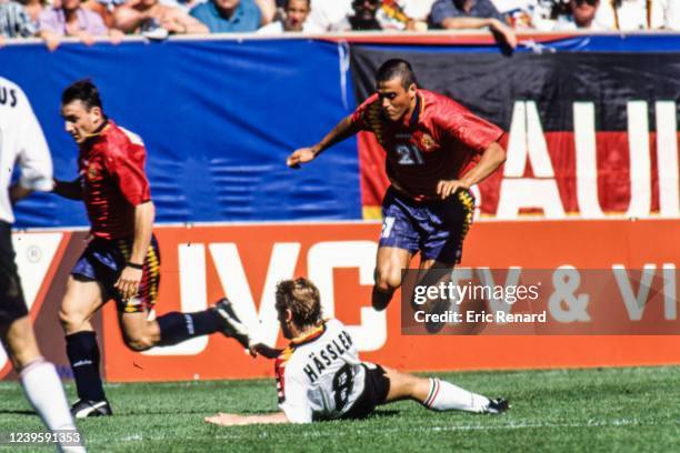 Thomas HASSLER of Germany and Luis HENRIQUE of Spain during the FIFA World Cup, group C match between Germany and Spain, at Soldier Field, Chicago,...