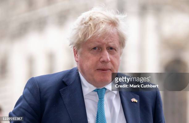 Boris Johnson attends a memorial service for the Duke of Edinburgh at Westminster Abbey on March 29, 2022 in London, England.