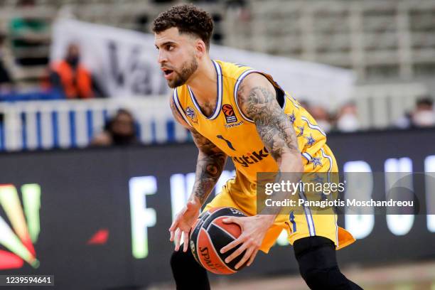 Scottie Wilbekin, #1 of Maccabi Playtika Tel Aviv in action during the Turkish Airlines EuroLeague Regular Season Round 21 match between...