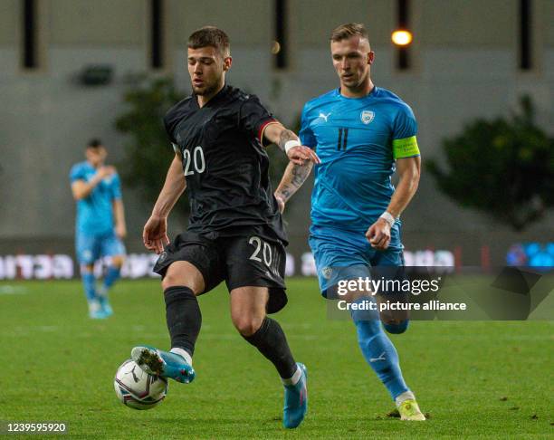 March 2022, Israel, Petach Tikwa: Soccer, U21 Men: European Championship Qualification, Israel - Germany, 1st Round, Group 2, Matchday 8. Germany's...