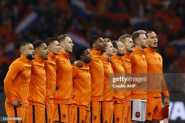 Memphis Depay of Holland, Donyell Malen of Holland, Steven Berghuis of Holland, Teun Koopmeiners of Holland, Tyrell Malacia of Holland, Denzel...