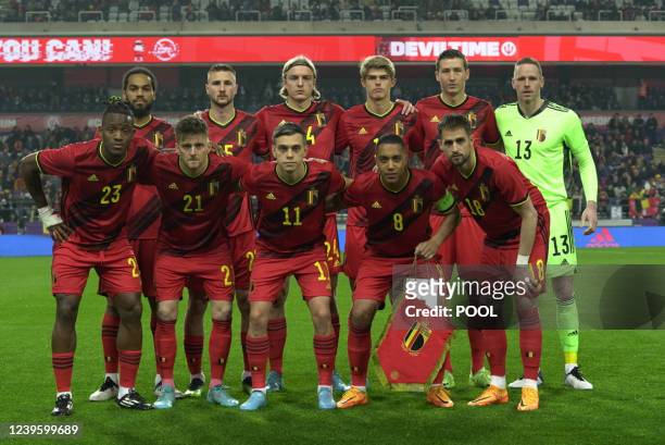 Team picture before the international friendly game between Belgium and Burkina Faso at the Lotto Parc on March 29, 2022 in Anderlecht, Belgium, (...